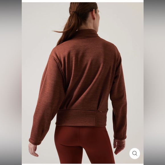 ATHLETA Altitude Polartec Half Zip Sweatshirt // Mahogany Heather - Picture 3 of 15